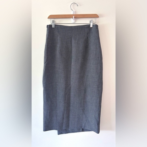 BABATON Aritzia Billy Midi Bodycon Faux Wrap Skirt Houndstooth - Picture 3 of 5